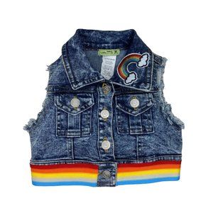 Little Mass Toddler's Denim Vest Rainbow Patch Acid Wash